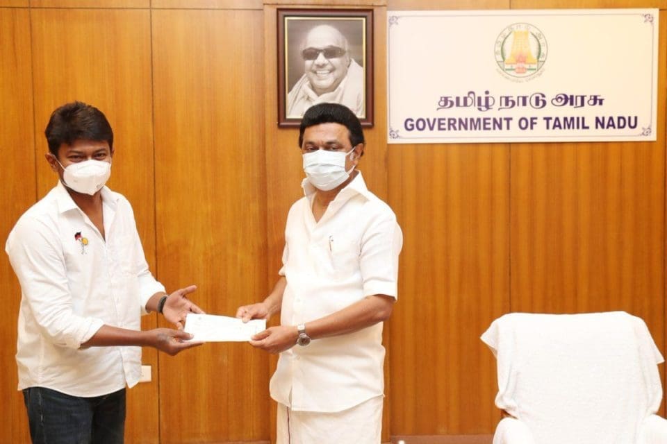 Udhayanidhi Stalin donates 25 lakhs to CM Relief Fund