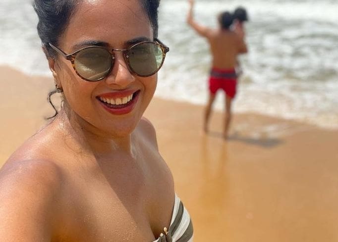 Sameera Reddy in a swimsuit